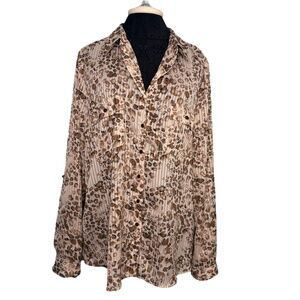 Roz & Ali Animal Print Sheer Blouse